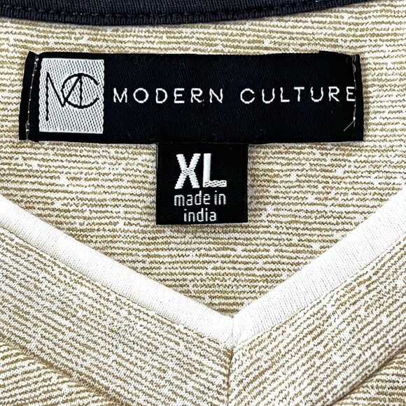 Modern Culture Men's Pullover Long Sleeve Beige T-shirt Size XL V-Neck NWT - Picture 6 of 10